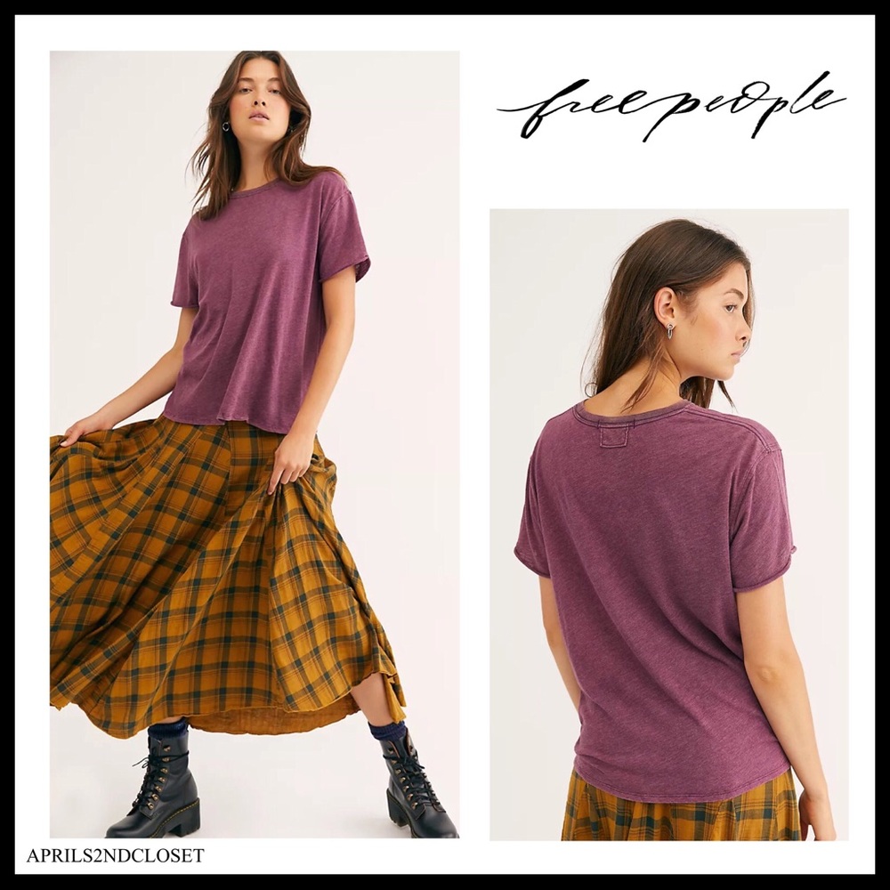 FREE PEOPLE BOHO TEE FLOWY T-SHIRT TUNIC TOP A2C - Picture 1 of 15